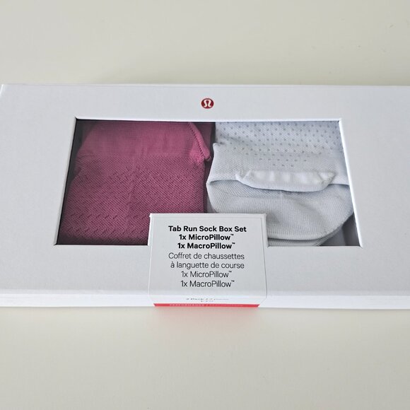NWT LULULEMON White Pink Tab Run Socks Box Set Women's Large 2-Pack - Picture 2 of 8